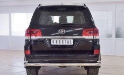 16 599 р. Защита заднего бампера (2 трубы Ø76 и 42 мм, нержавейка) Russtal  Toyota Land Cruiser  200 (2015-2021) 2-ой рестайлинг  с доставкой в г. Екатеринбург. Увеличить фотографию 1