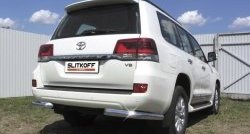 Защита заднего бампера из двух боковых уголков диаметром 76 мм Slitkoff Toyota (Тойота) Land Cruiser (Лэнд)  200 (2015-2021) 200 2-ой рестайлинг