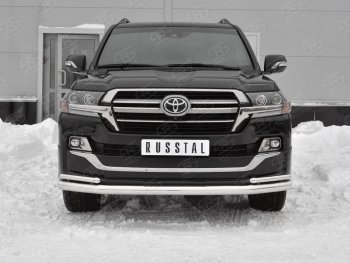 22 999 р. Защита переднего бампера (2 трубы Ø 76 и 42 мм, нержавейка, EXECUTIVE LOUNGE) Toyota Land Cruiser 200 2-ой рестайлинг (2015-2021)  с доставкой в г. Екатеринбург. Увеличить фотографию 1