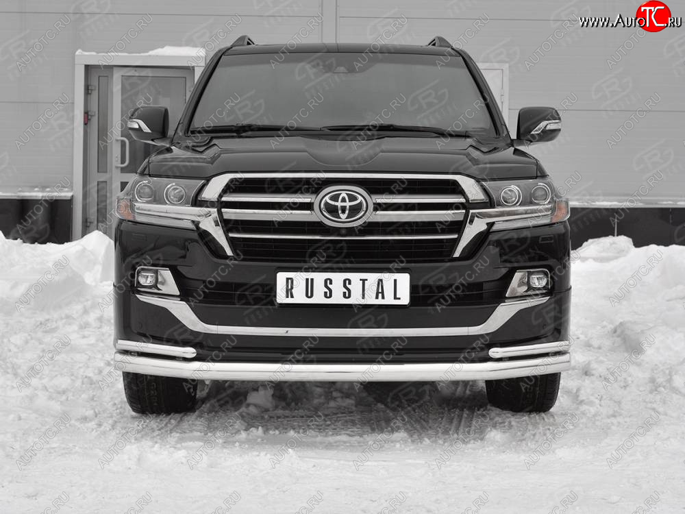 22 999 р. Защита переднего бампера (2 трубы Ø 76 и 42 мм, нержавейка, EXECUTIVE LOUNGE) Toyota Land Cruiser 200 2-ой рестайлинг (2015-2021)  с доставкой в г. Екатеринбург