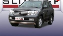 Двойная защита переднего бампера из труб диаметрами по 57 мм Slitkoff Toyota Land Cruiser 200 дорестайлинг (2007-2012)