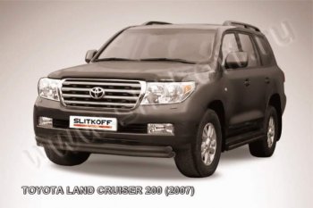 16 549 р. Защита переднего бампер Slitkoff  Toyota Land Cruiser  200 (2007-2012) дорестайлинг (Цвет: серебристый)  с доставкой в г. Екатеринбург. Увеличить фотографию 1