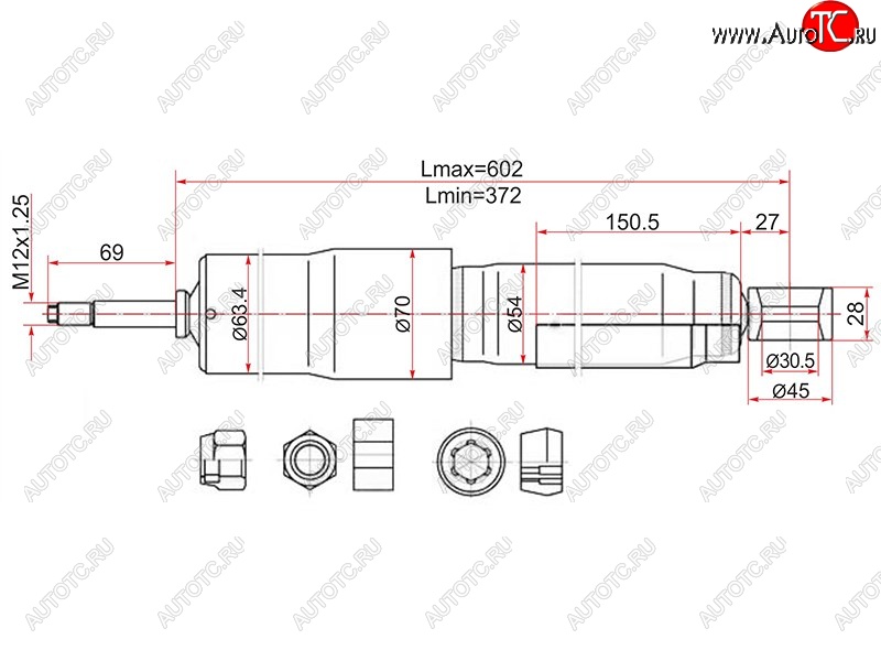 2 159 р. Амортизатор задний LH=RH SAT  Toyota Land Cruiser  80 (1989-1997)  с доставкой в г. Екатеринбург