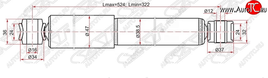 1 599 р. Амортизатор задний SAT (устанавливается на левую или правую сторону) Toyota LiteAce Noah (1996-2001)  с доставкой в г. Екатеринбург