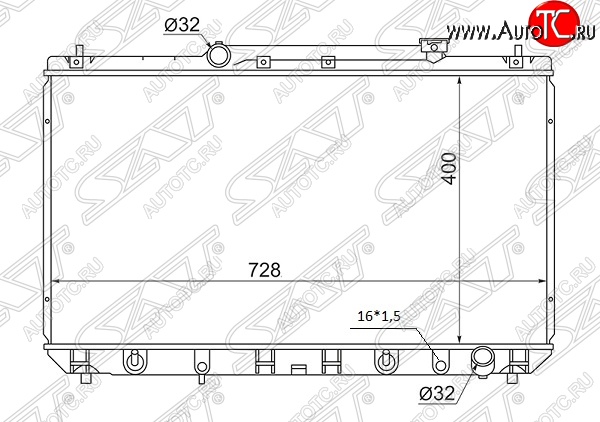 5 999 р. Радиатор двигателя SAT (пластинчатый, 2.2, МКПП/АКПП) Toyota Mark 2 Qualis седан (1997-2002)  с доставкой в г. Екатеринбург