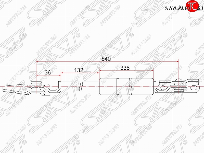 1 129 р. Правый газовый упор крышки багажника SAT  Toyota Nadia  XN10 (1998-2003) дорестайлинг, рестайлинг минивэн  с доставкой в г. Екатеринбург