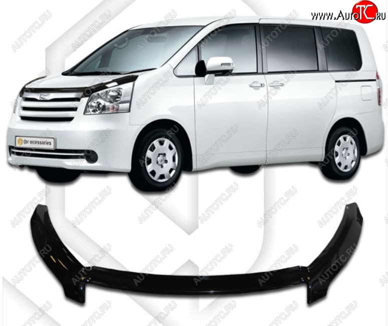 2 479 р. Дефлектор капота CA-Plastiс exclusive  Toyota Noah  2 (2007-2010) дорестайлинг (Classic черный, Без надписи)  с доставкой в г. Екатеринбург