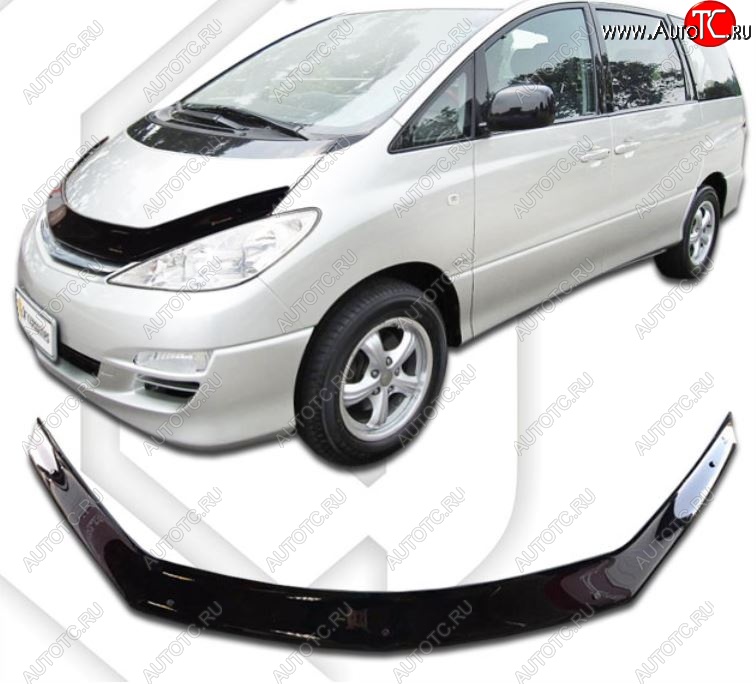 1 839 р. Дефлектор капота CA-Plastiс  Toyota Previa  2 (2000-2006) (Classic черный, Без надписи)  с доставкой в г. Екатеринбург