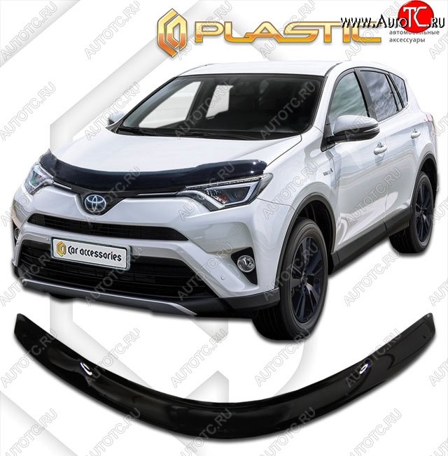 2 099 р. Дефлектор капота CA-Plastic  Toyota RAV4  XA40 (2015-2019) 5 дв. рестайлинг (Classic черный, Без надписи)  с доставкой в г. Екатеринбург