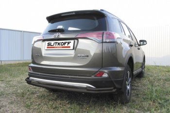 10 649 р. Защита задняя Slitkoff  Toyota RAV4  XA40 (2015-2019) 5 дв. рестайлинг (Цвет: серебристый)  с доставкой в г. Екатеринбург. Увеличить фотографию 1