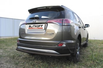 Защита заднего бампера Slitkoff (Ø57 мм, длинная) Toyota RAV4 XA40 5 дв. рестайлинг (2015-2019)