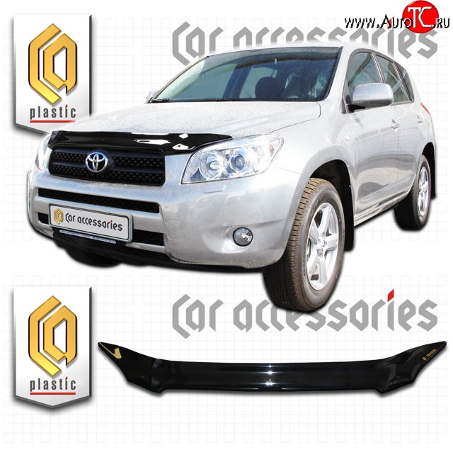 1 999 р. Дефлектор капота CA-Plastic  Toyota RAV4  XA305 (2005-2009) 5 дв. дорестайлинг (Classic черный, Без надписи)  с доставкой в г. Екатеринбург