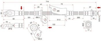 Тормозной шланг SAT (передний, левый) Toyota (Тойота) RAV4 (рав)  XA305 (2005-2009) XA305 5 дв. дорестайлинг