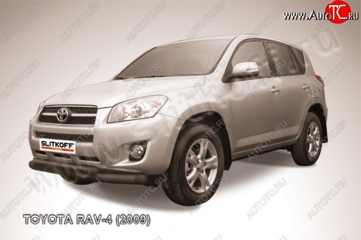 11 299 р. Защита переднего бампер Slitkoff  Toyota RAV4  XA30 (2008-2010) 5 дв. 1-ый рестайлинг (Цвет: серебристый)  с доставкой в г. Екатеринбург