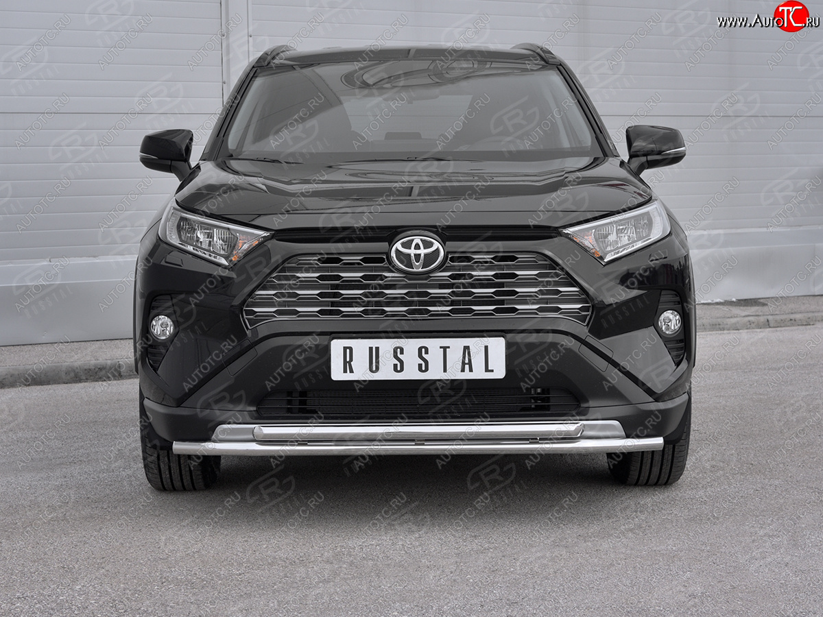 13 549 р. Защита переднего бампера (2 трубы Ø42 мм, нержавейка) Russtal Toyota RAV4 XA50 5 дв. дорестайлинг (2018-2024)  с доставкой в г. Екатеринбург