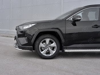 13 549 р. Защита переднего бампера (2 трубы Ø42 мм, нержавейка) Russtal Toyota RAV4 XA50 5 дв. дорестайлинг (2018-2024)  с доставкой в г. Екатеринбург. Увеличить фотографию 4