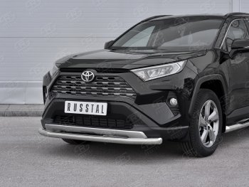 12 999 р. Защита переднего бампера (Ø63 мм, нержавейка) Russtal Toyota RAV4 XA50 5 дв. дорестайлинг (2018-2024)  с доставкой в г. Екатеринбург. Увеличить фотографию 2