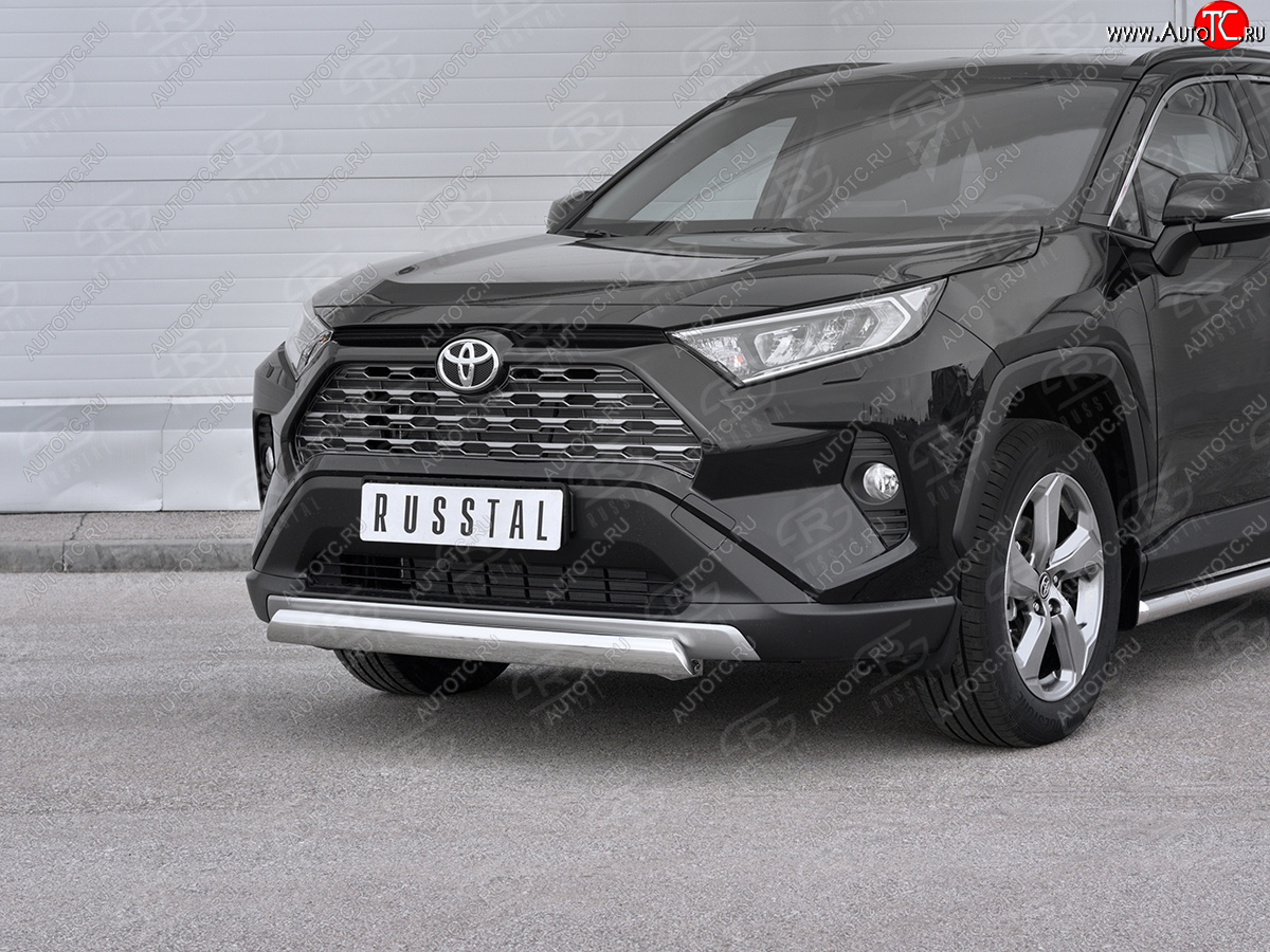 15 999 р. Защита переднего бампера (Ø75х42 мм, нержавейка) Russtal Toyota RAV4 XA50 5 дв. дорестайлинг (2018-2024)  с доставкой в г. Екатеринбург