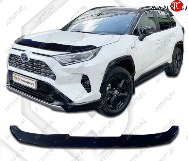 1 839 р. Дефлектор капота CA-Plastiс  Toyota RAV4  XA50 (2018-2024) 5 дв. дорестайлинг (Classic черный, Без надписи)  с доставкой в г. Екатеринбург