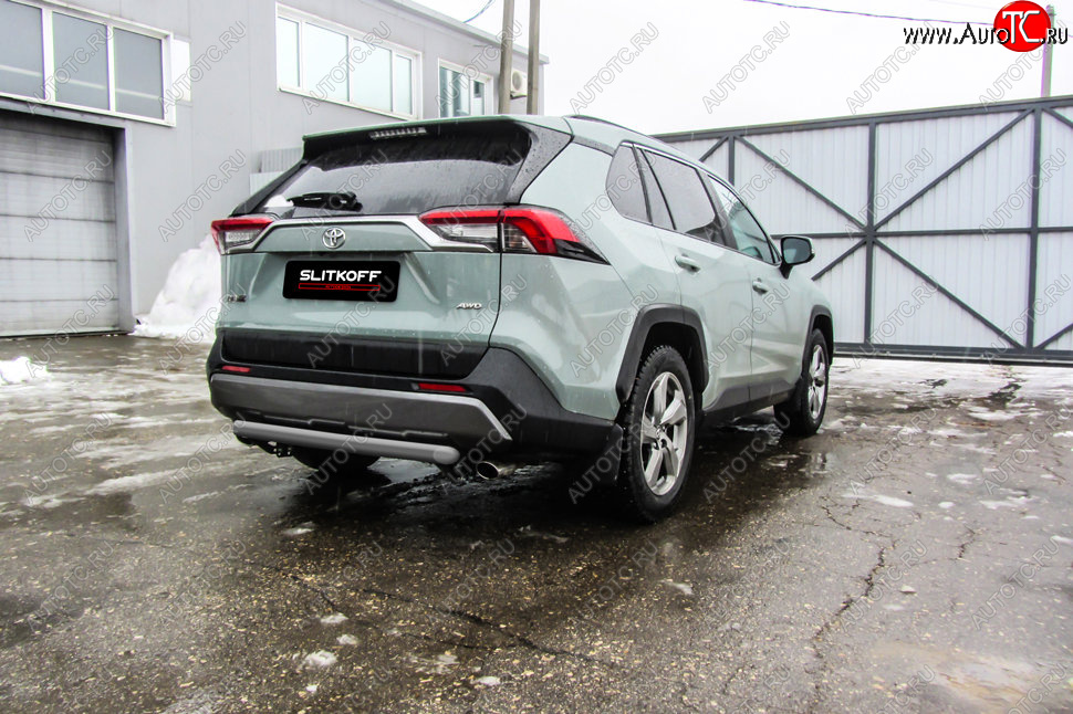 6 999 р. Защита заднего бампера Slitkoff (Ø57 мм)  Toyota RAV4  XA50 (2018-2024) 5 дв. дорестайлинг (Сталь с полимерным покрытием в цвет: серебристый)  с доставкой в г. Екатеринбург