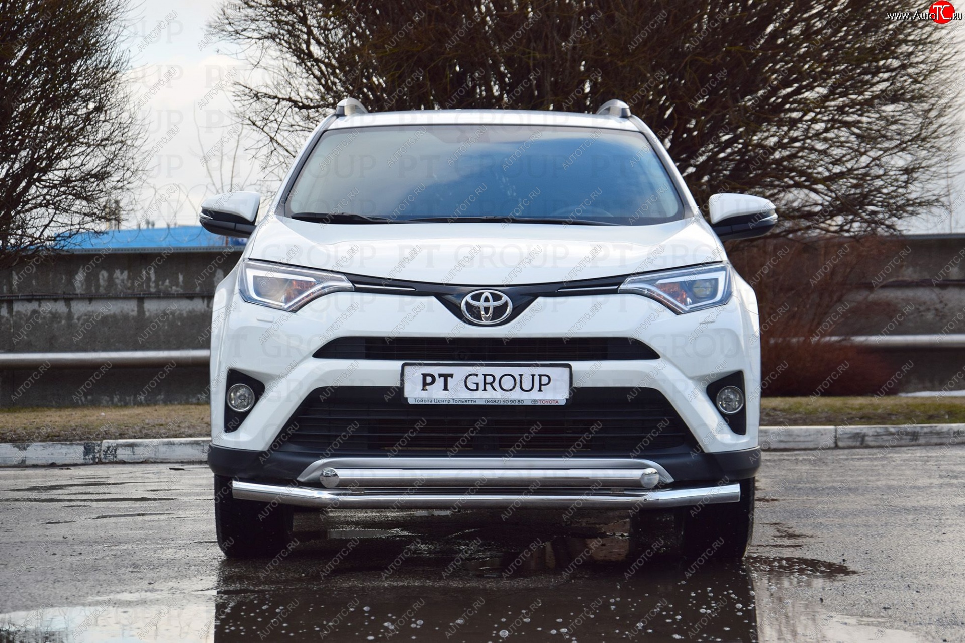 23 799 р. Защита переднего бампера двойная из труб d63/63 мм Petroil Tuning Toyota RAV4 XA40 5 дв. рестайлинг (2015-2019) (Нержавеющая полированная сталь)  с доставкой в г. Екатеринбург