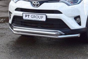 23 799 р. Защита переднего бампера двойная из труб d63/63 мм Petroil Tuning  Toyota RAV4  XA40 (2015-2019) 5 дв. рестайлинг (Нержавеющая полированная сталь)  с доставкой в г. Екатеринбург. Увеличить фотографию 3