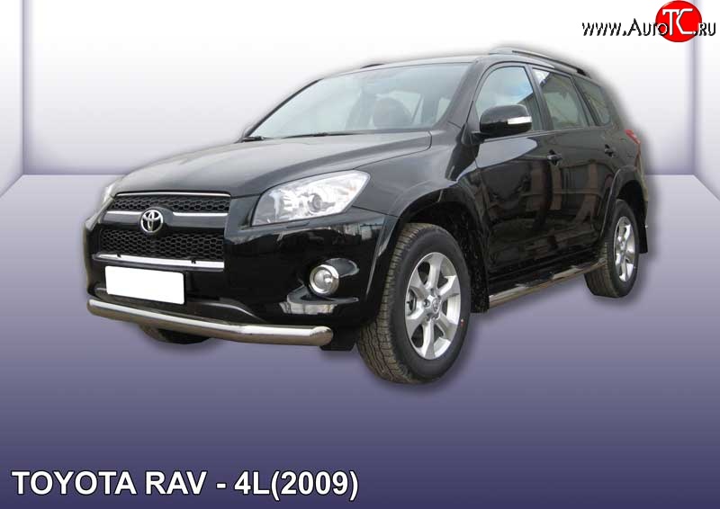 13 499 р. Одинарная защита переднего бампера диаметром 76 мм Slitkoff  Toyota RAV4  XA30 (2009-2010) 5 дв. удлиненный 1-ый рестайлинг (Цвет: нержавеющая полированная сталь)  с доставкой в г. Екатеринбург