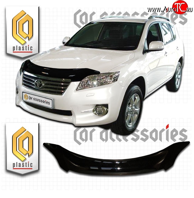 2 199 р. Дефлектор капота CA-Plastic  Toyota RAV4  XA30 (2010-2013) 5 дв. 2-ой рестайлинг, 5 дв. удлиненный 2-ой рестайлинг (Classic черный, Без надписи)  с доставкой в г. Екатеринбург