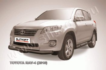 9 449 р. Защита переднего бампер Slitkoff  Toyota RAV4  XA30 (2010-2013) 5 дв. 2-ой рестайлинг, 5 дв. удлиненный 2-ой рестайлинг (Цвет: серебристый)  с доставкой в г. Екатеринбург. Увеличить фотографию 1