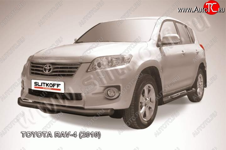 9 449 р. Защита переднего бампер Slitkoff  Toyota RAV4  XA30 (2010-2013) 5 дв. 2-ой рестайлинг, 5 дв. удлиненный 2-ой рестайлинг (Цвет: серебристый)  с доставкой в г. Екатеринбург