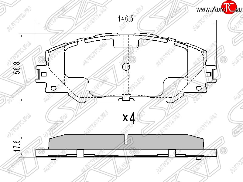 1 299 р. Колодки тормозные SAT (передние)  Toyota RAV4 ( XA305,  XA30,  XA40) (2005-2015) 5 дв. дорестайлинг, 5 дв. 2-ой рестайлинг, 5 дв. удлиненный 2-ой рестайлинг, 5 дв. дорестайлинг  с доставкой в г. Екатеринбург