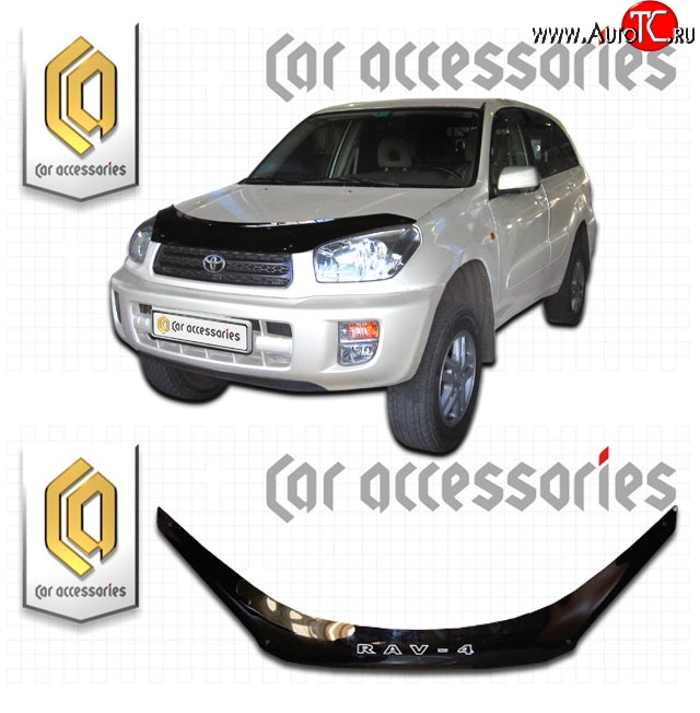 2 289 р. Дефлектор капота CA-Plastic  Toyota RAV4  CA20 (2000-2005) 5 дв. дорестайлинг, 5 дв. рестайлинг (Classic черный, Без надписи)  с доставкой в г. Екатеринбург