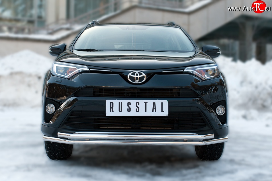 15 199 р. Защита переднего бампера (2 трубыØ42 мм, нержавейка) SLITKOFF Toyota RAV4 XA40 5 дв. рестайлинг (2015-2019)  с доставкой в г. Екатеринбург