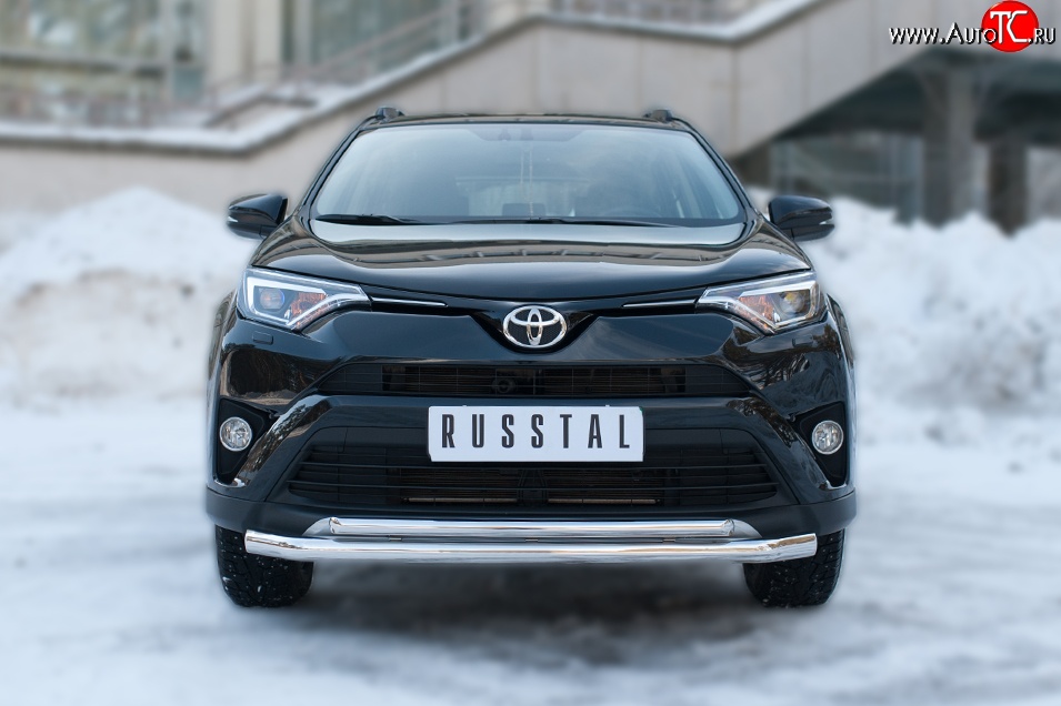 16 999 р. Защита переднего бампера (2 трубыØ63 и 42 мм, нержавейка) SLITKOFF Toyota RAV4 XA40 5 дв. рестайлинг (2015-2019)  с доставкой в г. Екатеринбург