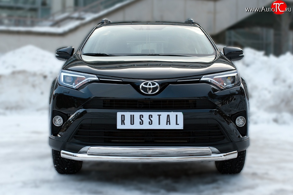 20 349 р. Защита переднего бампера (2 трубыØ75х42 и 63 мм, нержавейка) Russtal Toyota RAV4 XA40 5 дв. рестайлинг (2015-2019)  с доставкой в г. Екатеринбург