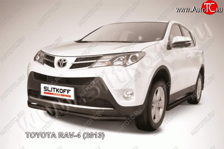 8 349 р. Защита переднего бампер Slitkoff  Toyota RAV4  XA40 (2012-2015) 5 дв. дорестайлинг (Цвет: серебристый)  с доставкой в г. Екатеринбург