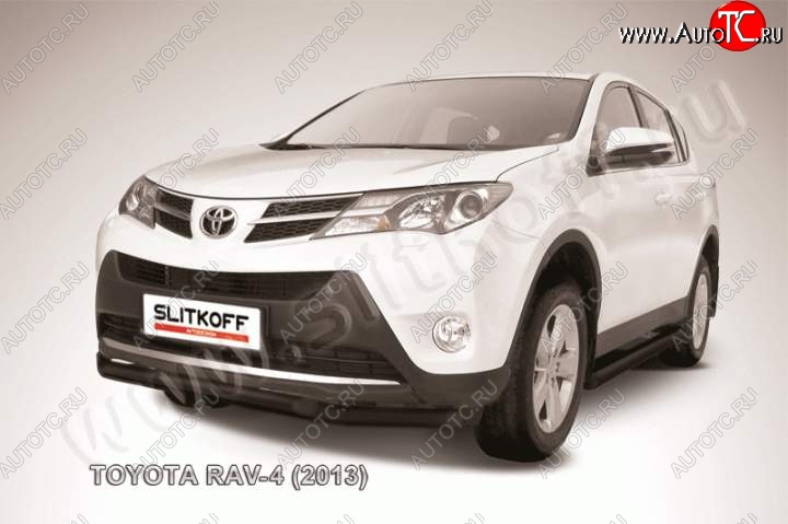 10 649 р. Защита переднего бампер Slitkoff  Toyota RAV4  XA40 (2012-2015) 5 дв. дорестайлинг (Цвет: серебристый)  с доставкой в г. Екатеринбург