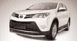 13 649 р. Одинарная защита переднего бампера диаметром 76 мм Slitkoff  Toyota RAV4  XA40 (2012-2015) 5 дв. дорестайлинг (Цвет: нержавеющая полированная сталь)  с доставкой в г. Екатеринбург. Увеличить фотографию 1