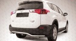 14 449 р. Защита заднего бампера из фигурной трубы диаметром 57 мм Slitkoff Toyota RAV4 XA40 5 дв. дорестайлинг (2012-2015) (Цвет: нержавеющая полированная сталь)  с доставкой в г. Екатеринбург. Увеличить фотографию 1