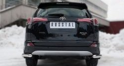 Защита заднего бампера (Ø63 мм уголки, нержавейка) SLITKOFF Toyota RAV4 XA40 5 дв. рестайлинг (2015-2019)