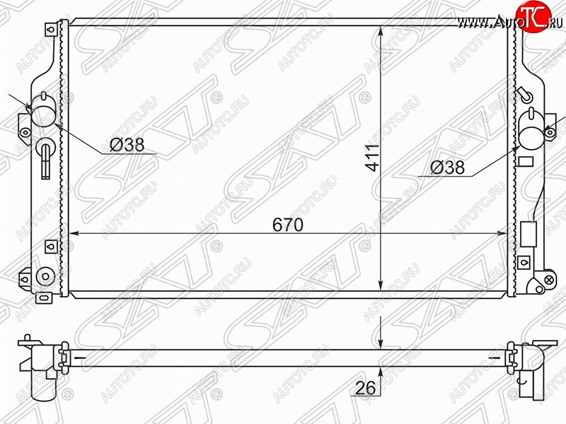 8 299 р. Радиатор двигателя SAT Toyota RAV4 XA40 5 дв. дорестайлинг (2012-2015)  с доставкой в г. Екатеринбург