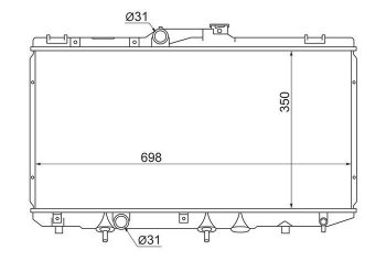 Радиатор двигателя SAT Toyota (Тойота) Sprinter (Спринтер) ( E100,  E110) (1991-1997) E100, E110 дорестайлинг седан, рестайлинг седан, дорестайлинг седан