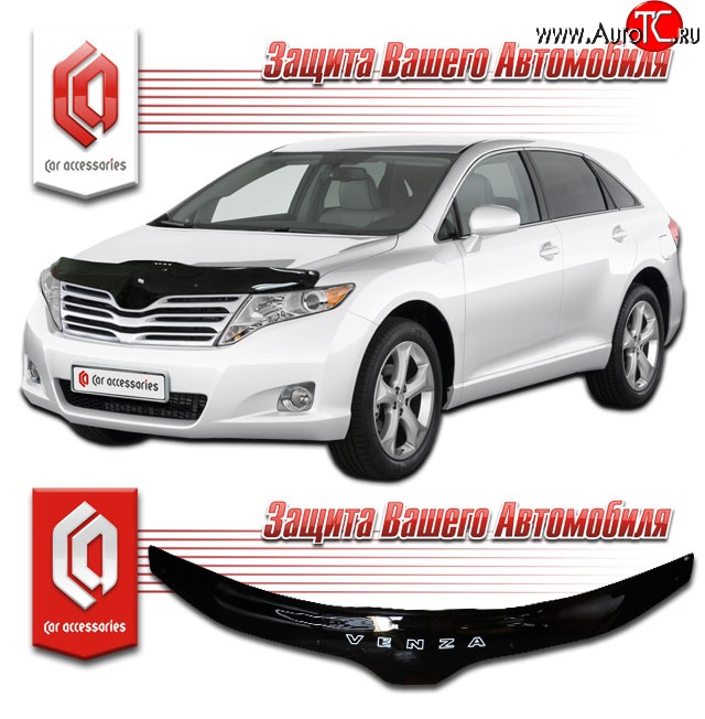 2 199 р. Дефлектор капота CA-Plastic  Toyota Venza  GV10 (2012-2016) рестайлинг (Classic черный, Без надписи)  с доставкой в г. Екатеринбург