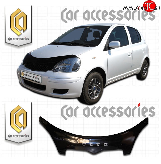 2 599 р. Дефлектор капота CA-Plastic exclusive  Toyota Vitz  XP10 (1998-2005) хэтчбэк 5 дв., хэтчбэк 5 дв. рестайлинг (Classic черный, Без надписи)  с доставкой в г. Екатеринбург