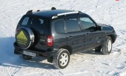 5 299 р. Рейлинги АПС L Chevrolet Niva 2123 дорестайлинг (2002-2008) (Башмак черный, рейлинг серый)  с доставкой в г. Екатеринбург. Увеличить фотографию 3