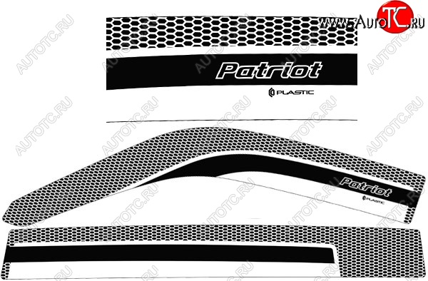 2 159 р. Дефлектора окон CA-Plastic  Уаз Патриот ( 3163 5-дв.,  3163 5 дв.) (2014-2024) 1-ый рестайлинг, 2-ой рестайлинг (Серия Art белая, Без хром.молдинга)  с доставкой в г. Екатеринбург