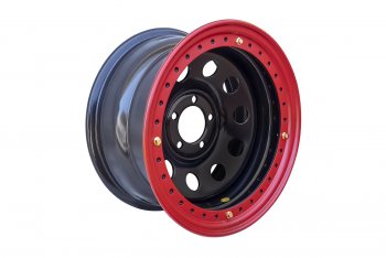 10 599 р. Штампованый диск OFF-ROAD Wheels (усиленный, с бедлоком) 8.0x16   (Цвет: черный-красный)  с доставкой в г. Екатеринбург. Увеличить фотографию 1