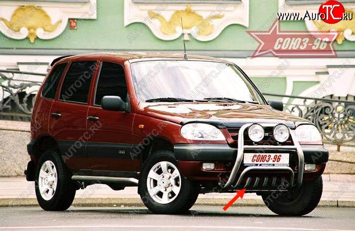 10 124 р. Защита переднего бампера Souz-96 (d60) Chevrolet Niva 2123 дорестайлинг (2002-2008)  с доставкой в г. Екатеринбург