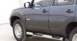 62 999 р. Защита порогов с проступью d76 мм Металл Дизайн  Chevrolet Niva  2123 (2009-2020), Лада 2123 (Нива Шевроле) (2009-2021) (Сталь с покрытием (метал. торцы), Цвет серебристый)  с доставкой в г. Екатеринбург. Увеличить фотографию 2