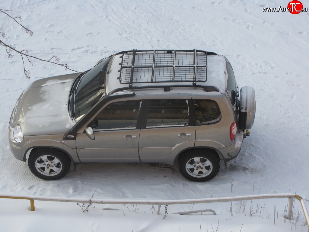 7 299 р. Экспедиционный багажник Спринт (установка на штатные рейлинги)  Chevrolet Niva  2123 (2002-2020), Лада 2123 (Нива Шевроле) (2002-2021), Лада Нива Трэвел (2021-2024)  с доставкой в г. Екатеринбург